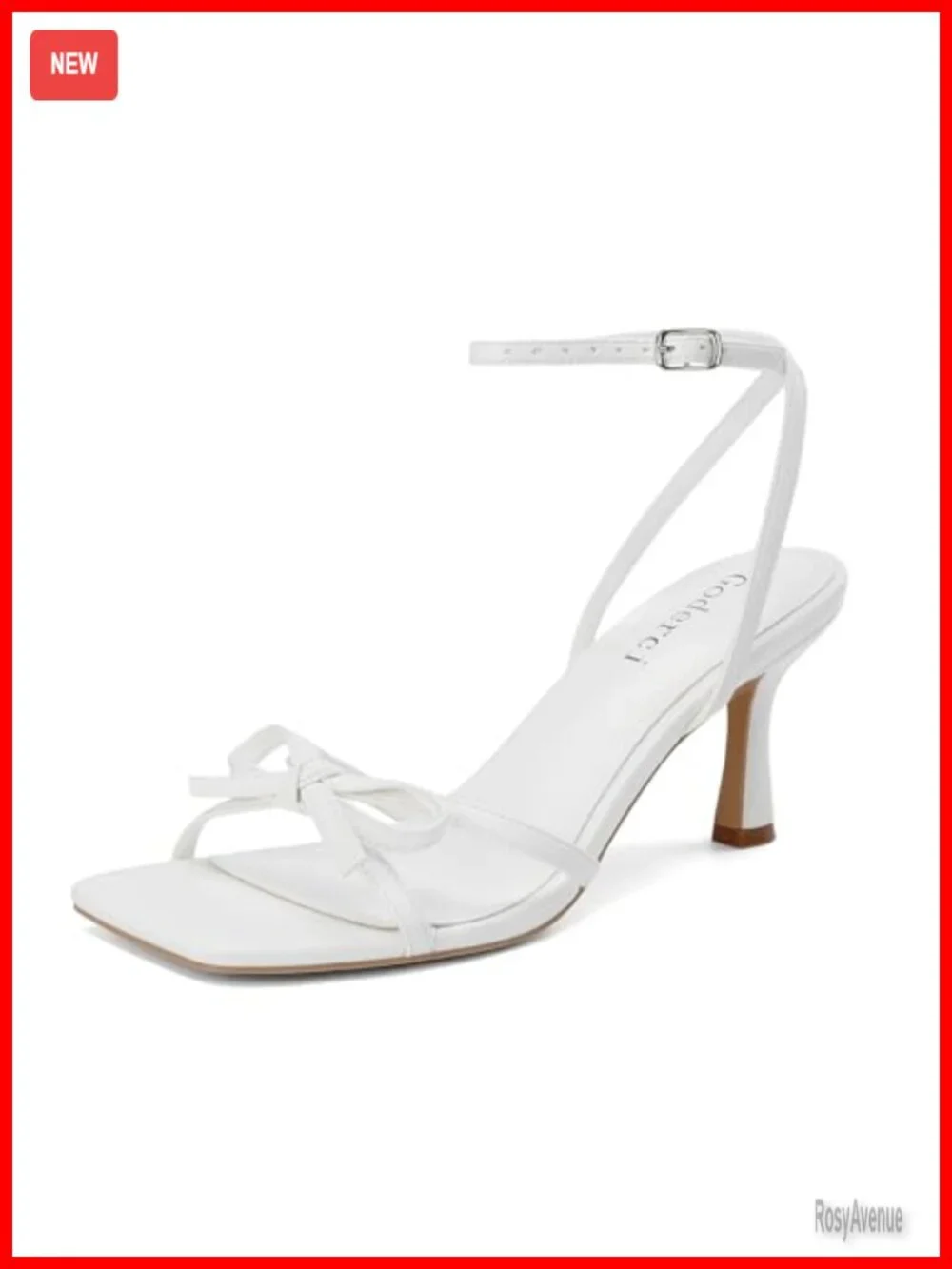 Kitten Heels with Bow Strappy Sandals Square Open Toe Mid Heeled Dressy